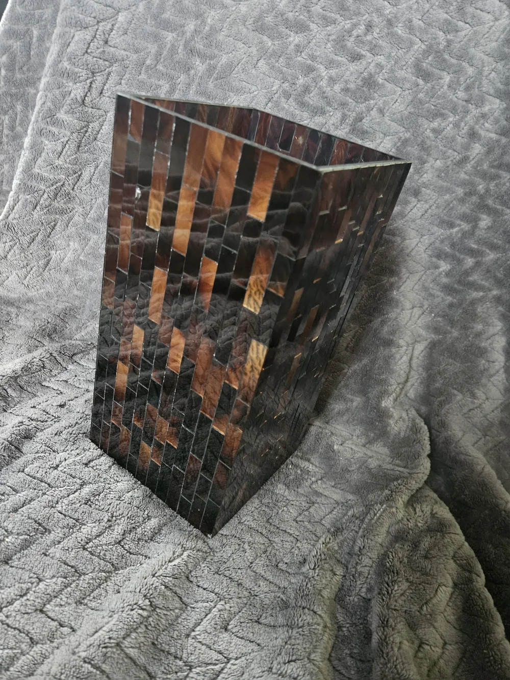PartyLite Rectangular Mosaic Vase in Brown and Black